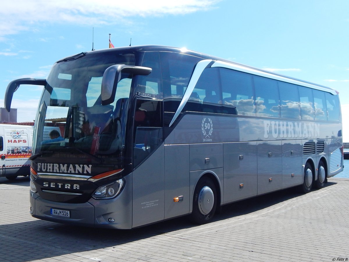 Setra 516 HDH von Fuhrmann aus Deutschland im Stadthafen Sassnitz.