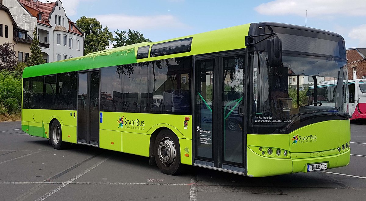 Solaris von RhnEnergie Fulda eingesetzt als Stadtbus von Bad Hersfeld im Juli 2019