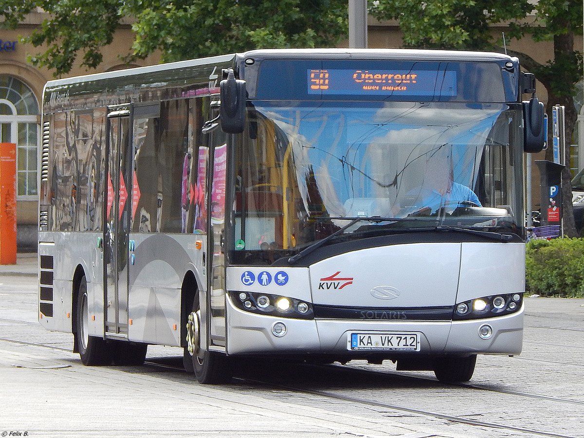 Solaris Urbino 10,9 der Verkehrsbetriebe Karlsruhe in Karlsuhe.