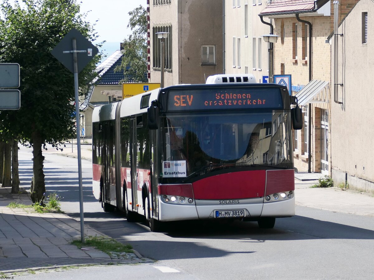 Solaris Urbino 18 von Miabus aus Deutschland (ex Braunschweiger Verkehrs-GmbH; BS-XY 702) in Sassnitz.