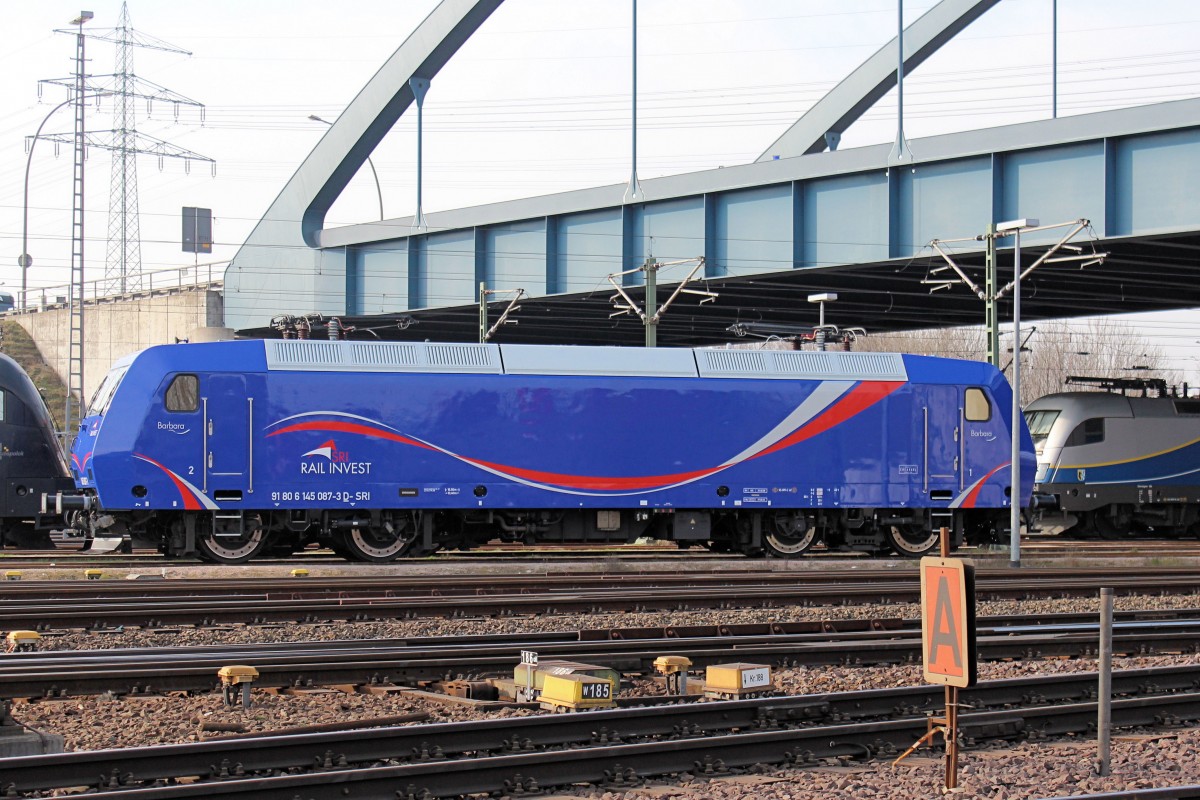 SRI - 145 087-3 am 17.03.2015 in Hamburg - Alte Süderelbe Rangierbahnhof.