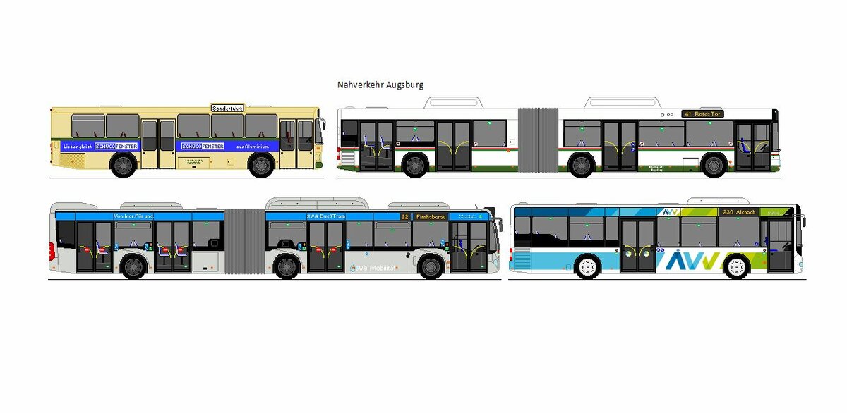 SWA Augsburg - MAN SL 200 + MAN NG 313 CNG + Mercedes Benz Citaro NGT C2 + AVV Augsburg - MAN Lion's City LE