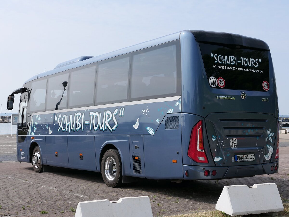 Temsa MD9 von Schubi-Tours aus Deutschland im Stadthafen Sassnitz.