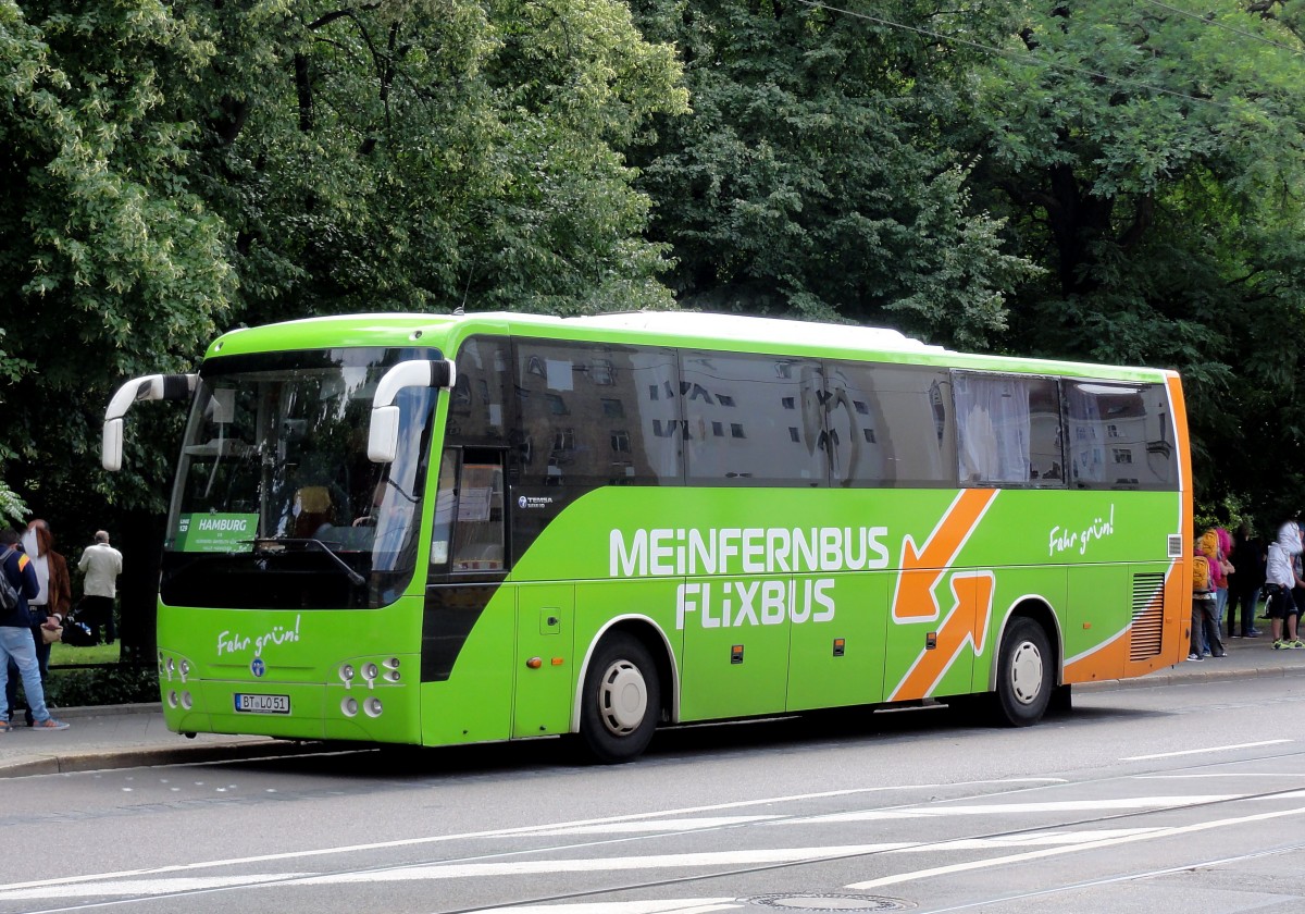 Temsa Safari HD von MEINFERNBUS Flixbus am 29.7.2015 beim Hpt.Bahnhof in Leipzig gesehen.