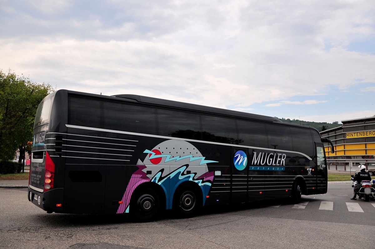 Volvo 9900 von MUGLER Reisen aus Deutschland am 27.Juli 2014 in Krems gesehen.