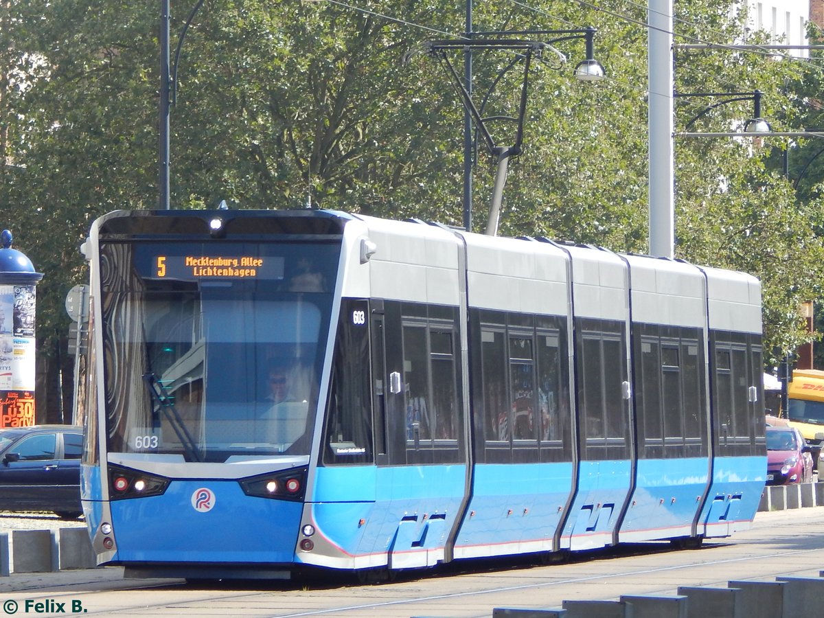 Vossloh 6N2 Nr. 603 der Rostocker Straßenbahn AG in Rostock. 