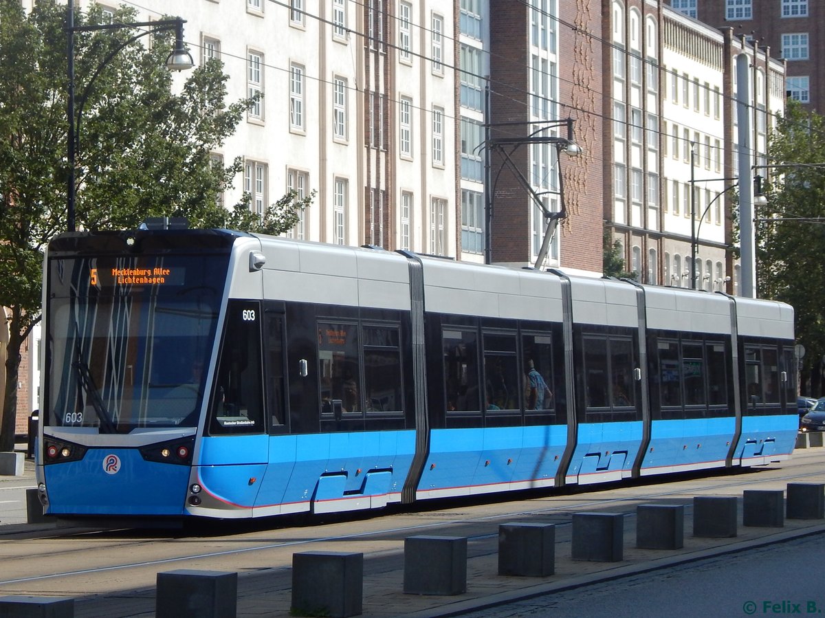 Vossloh 6N2 Nr. 603 der Rostocker Straßenbahn AG in Rostock.