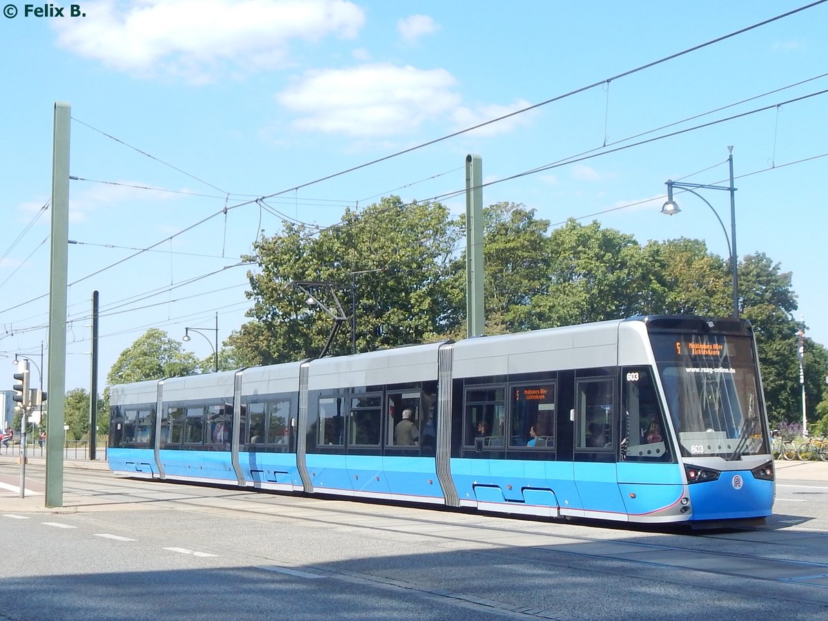 Vossloh 6N2 Nr. 603 der Rostocker Straßenbahn AG in Rostock.