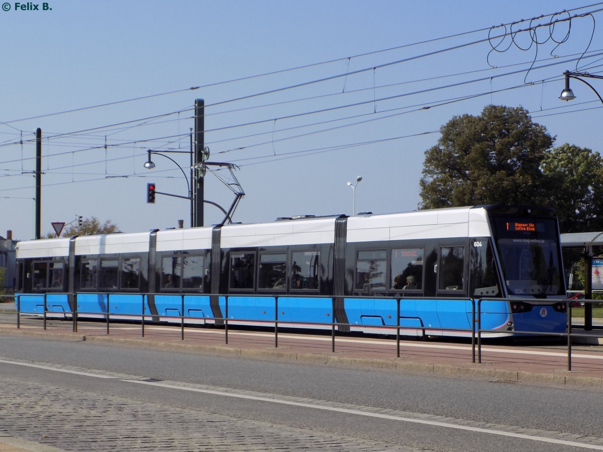 
Vossloh 6N2 Nr. 604 der Rostocker Straßenbahn AG in Rostock.