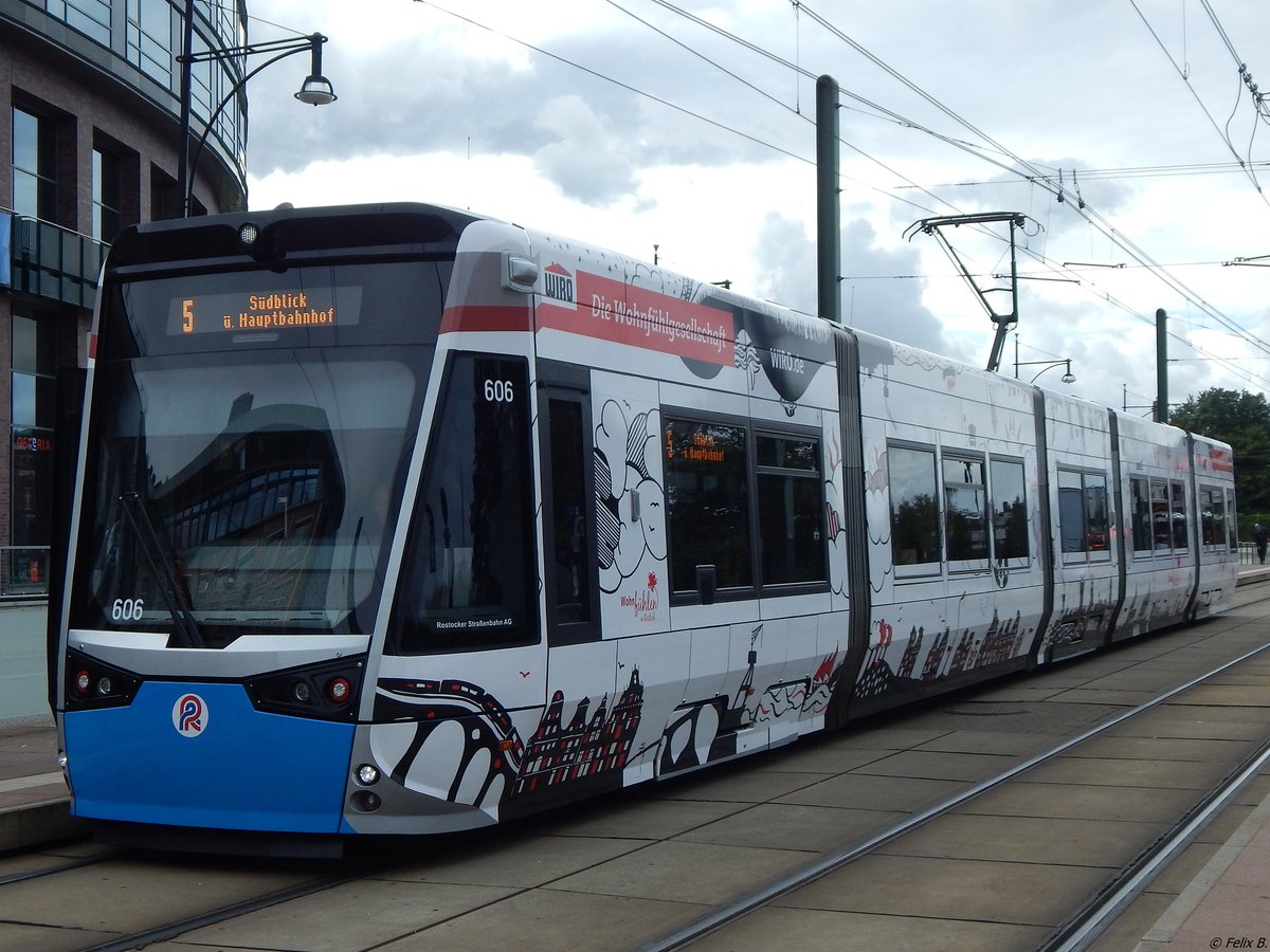 Vossloh 6N2 Nr. 606 der Rostocker Straßenbahn AG in Rostock.