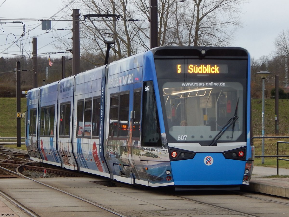 Vossloh 6N2 Nr. 607  der Rostocker Straßenbahn AG in Rostock. 