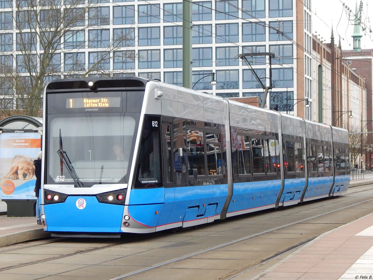 Vossloh 6N2 Nr. 612 der Rostocker Straßenbahn AG in Rostock.