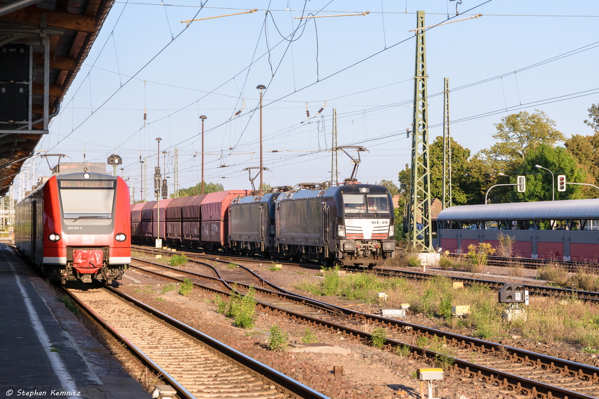 X4 E - 610 (193 610-3) & X4 E - 608 (193 608-7) MRCE - Mitsui Rail Capital Europe GmbH f�r DB Cargo mit dem Ganzzug GM 60104 von Ziltendorf EKO nach Hamburg Hansaport in Stendal. 15.09.2016