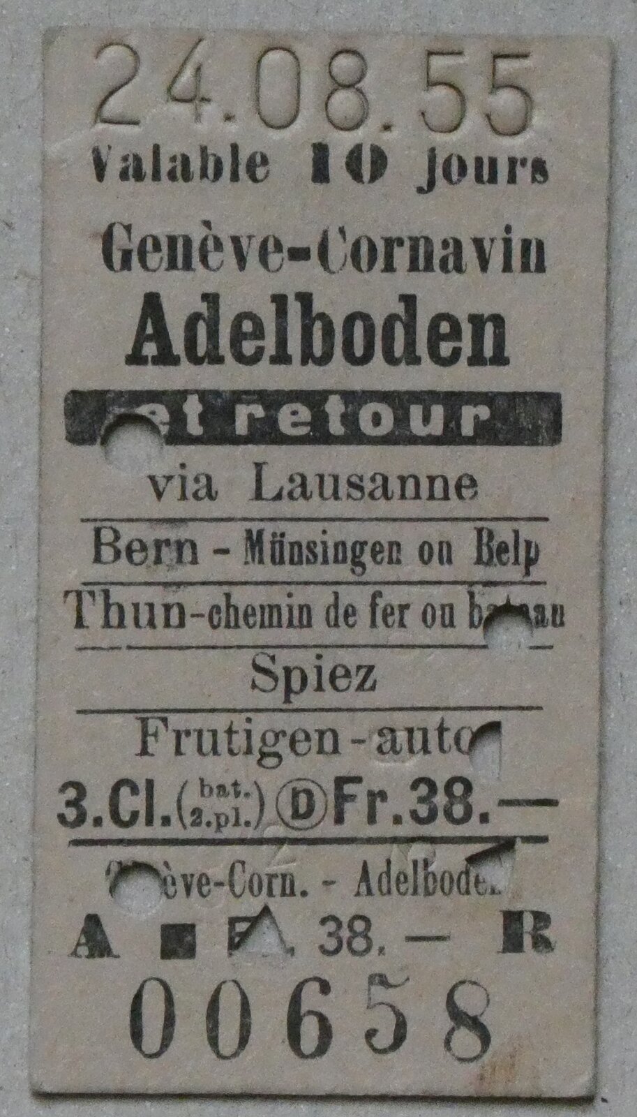 (283'381) - AFA-Einzelbillet vom 24. August 1955 am 21. Dezember 2025 in Thun (Vorderseite)