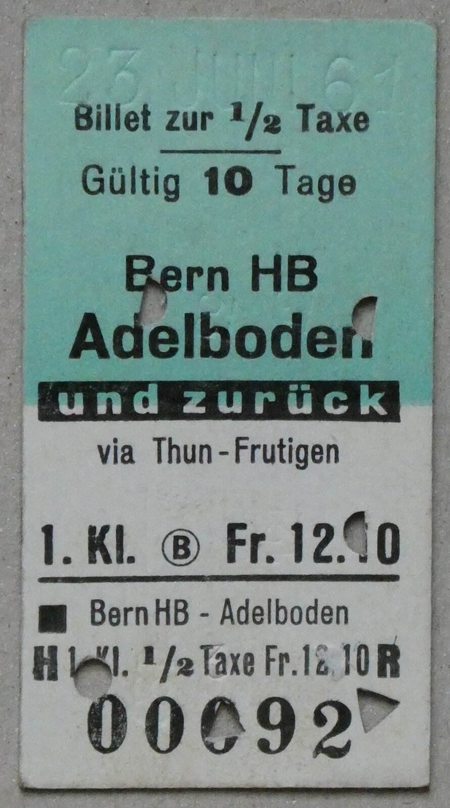 (283'383) - AFA-Einzelbillet vom 23. Juni 1961 am 21. Dezember 2025 in Thun
