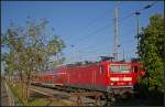 DB Regio 143 289-7 steht bis zum n�chsten Dienst auf einem Stumpfgleis am Bahnhof (gesehen Lutherstadt Wittenberg 10.10.2010)    - Update: ++ 10.2018 bei Fa.