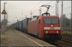 DB Schenker 152 124-4 mit einem  LKW-Walter -Zug Richtung Süden (gesehen Rostock Dierkow 03.10.2011)