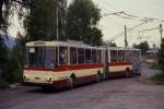 Skoda O-Bus / Trolley Bus hier am 6.6.1991 in unmittelbarer Werknhe in Ostrov (Tschechien).