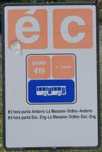 (267'240) - Andorra-Haltestellenschild - La Massana, El Travs - am 18. September 2024