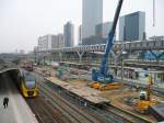 Bahnsteig Gleis 8 und 9 whrend der Umbau/Neubau Rotterdam Centraal Station 23-02-2011.