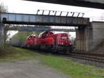 DB Cargo Diesellok 265 015 -8 mit Schwesterlok bei Kokerei Prosper, Bottrop 12-04-2018.