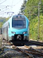 Keolis Eurobahn Triebzug ET 4.07 bei Bahnbergang Tecklenburger Strae, Velpe 28-09-2018.