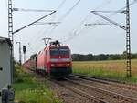 DB Cargo Lokomotive 152 028-7 Bahnbergang Devesstrae, Salzbergen 11-09-2020.