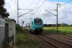 Keolis Eurobahn Stadler FLIRT 3 Triebzug ET 4 03 Bahnbergang Devesstrae, Salzbergen 16-09-2021.