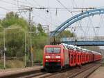 DB Cargo Lockomotive 152 103-8 mit G�terzug Gleis 4 Bahnhof Salzbergen 17-04-2025.