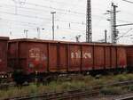 Eaos-x 075 offener Drehgestell-Wagen mit Nummer 31 RIV 80 D-DB 5360 156-9 und Aufschrift  RAILION  Gterbahnhof Oberhausen West 18-08-2022.