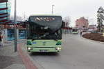 Im Busbahnhof Cheb am Bahnhof Cheb steht ein Bus des Herstellers Iveco-Irisbus Crossway am 21.