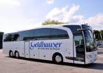MERCEDES BENZ TRAVEGO von GELDHAUSER Busreisen aus Deutschland im August 2013 in Krems gesehen.