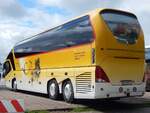 Neoplan Starliner von Postauto aus der Schweiz im Stadthafen Sassnitz am 18.07.2016