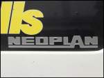 Logo eines Neoplan Tourliner von Skills aus England in London.