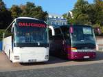 MAN Lion's Coach von Dalichow und Setra 411 HD von Sausner Reisen aus Deutschland im Stadthafen Sassnitz.