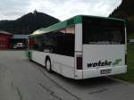 Ein MAN NL 313 der Fa. WATZKE mit Wagennummer W1251 und Kennzeichen G 709 EC ist abgestellt auf dem Busparkplatz in Veitsch. Fotografiert wurde 5 Uhr morgens. HINTERANSICHT