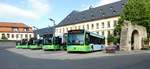 MB Citaro`s von RhnEnergie abgestellt am Busplatz Heertor in Fulda, Juni 2017
