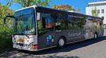 Iveco Crossway vom Busunternehmen WOLF steht im April 2026 in Bad Kissingen