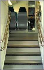 Treppe zum Oberdeck des Stadler KISS f�r die ODEG (Baureihe 445) auf der InnoTrans 2012