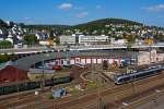 Blick vom Parkdeck der City Galerie am 16.09.2012 auf den Siegener Ringlokschuppen (Baujahr 1882).