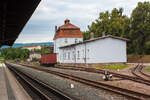 Am Bahnhof Dippoldiswalde der Weißeritztalbahn (Osterzgebirge) hier am 26 August 2013.