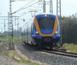 Triebwagen X60(62007)NorrTag als berfhrung nach Schweden in Hhe Rostock Hbf.21.09.2011