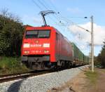 152 061-8+Hangartner von WRS Richtung Hamburg-Billwerder in Hhe  Rostock Hbf.09.10.2011