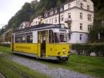 Triebwagen der Kirnitschtalbahn in Bad Schandau beim umrangieren.