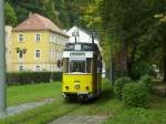 Triebwagen der Kirnitschtalbahn in Bad Schandau beim umrangieren.