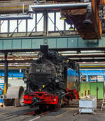 Die 99 715 der GbR (Leihgabe an die Pre�nitztalbahn, heute wieder als 99 1715-4 gef�hrt, eine S�chsische VI K (Baureihe 99.67–71) steht am 24 August 2013 im Dampflokwerk Meiningen.