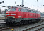 218 322 beim Rangieren am 24.01.2026 im Rostocker Hbf.