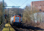 Die an die BEG - Bocholter Eisenbahngesellschaft mbH vermietete 4185 132-2 „Christa“ (92 80 4185 132-2 D-NXRL), eine Vossloh DE 18 der Nexrail AssetCo Sàrl (Luxembourg) fährt am