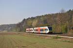 646 416 ist zusammen mit 646 428 als RB21 (25610) nach Limburg (Lahn) unterwegs und erreicht am 08.04.2020 den Haltepunkt Lindenholzhausen.