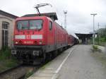 114 037-5 mit RE4 von Wismar Richtung Ludwigslust kurz nach der Ankunft im Bahnhof Bad Kleinen.(19.06.10)